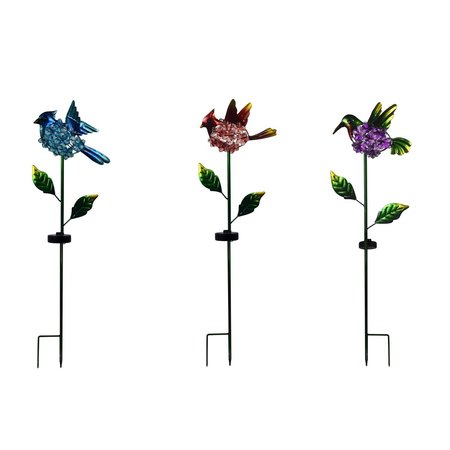 INFINITY Assorted Metal 33.27 in. H Bird Solar Garden Stake KY3572-B-P-R